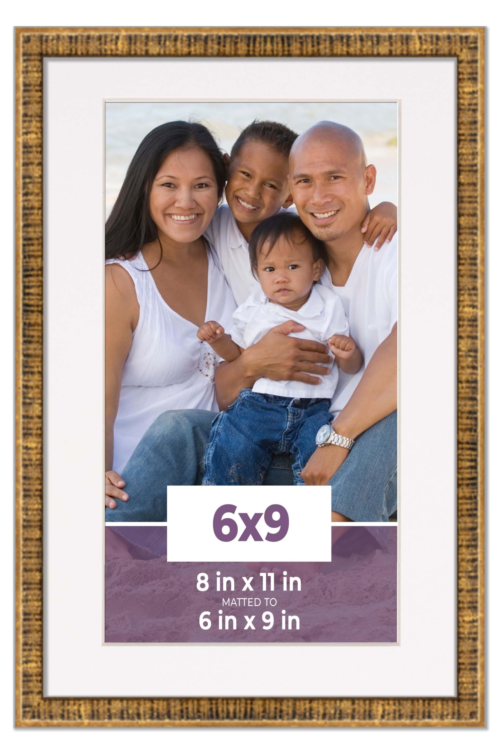 Amazon.co.jp: 6x9 フレーム ゴールド ホワイト ピクチャーマット 6x9